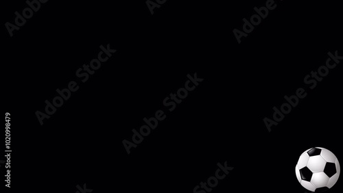 Soccer ball flies and bounces off the bottom of the screen on a transparent background