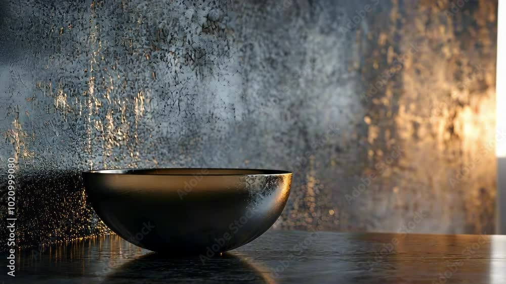 Bowl on a Table Against a Textured Wall Bowl on a Table Against a Textured Wall