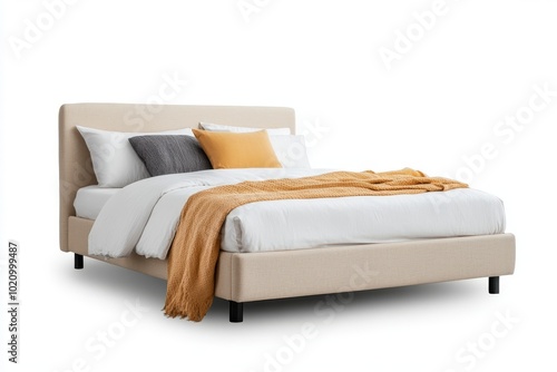 Queen-Size Bed with Plush Bedding and Decorative Pillows photo