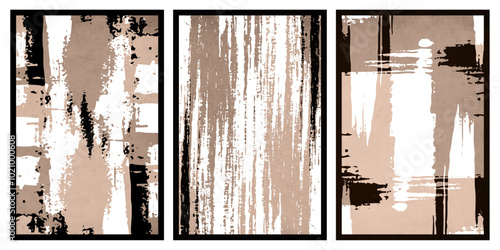 Set of 3 Abstract illustration in vintage style. For use in graphics, for wall decor. 