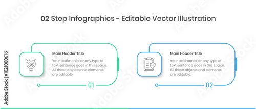 two step Infographics Design Template, Chart diagram, Graph, Pie chart, workflow layout, squire diagram, report, presentation design elements Editable Vector illustration, Process diagram
