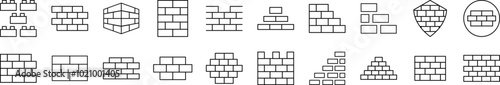 Brick Wall Simple Icon Collection. Editable Stroke. Perfect for Infographics, Articles, Books, Flyers, Banners