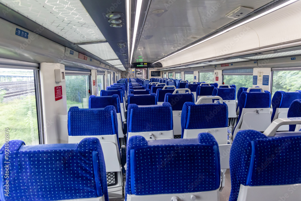 Passenger Coaches of high speed Train During Daytime from low angle Passenger Coaches of high speed Train During Daytime from low angle