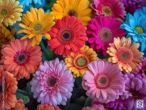 Urban Flower Market, vibrant colors, fresh blooms, bustling crowds, photography