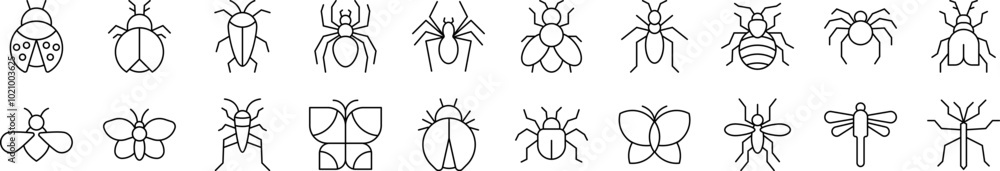 Insect Simple Icon Collection. Editable Stroke. Perfect for Infographics, Articles, Books, Flyers, Banners Insect Simple Icon Collection. Editable Stroke. Perfect for Infographics, Articles, Books, Flyers, Banners