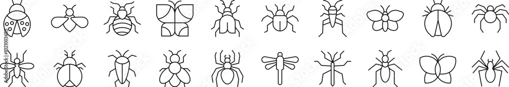 Insect Outline Icon Collection. Editable Stroke. Perfect for Infographics, Articles, Books, Flyers, Banners Insect Outline Icon Collection. Editable Stroke. Perfect for Infographics, Articles, Books, Flyers, Banners