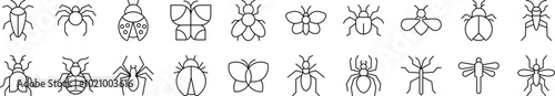 Insect Related Line Icon Collection. Editable Stroke. Perfect for Infographics, Articles, Books, Flyers, Banners