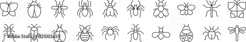 Insect Outline Picture Collection. Editable Stroke. Perfect for Infographics, Articles, Books, Flyers, Banners