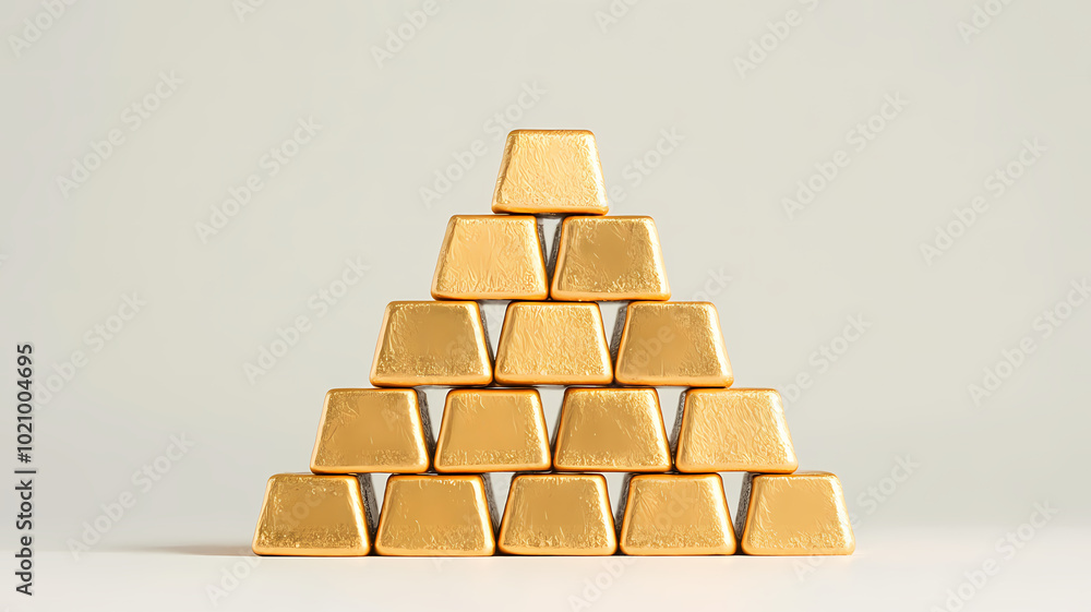 pyramid of gold bars stacked on top of each other. This evokes feelings of wealth, success, and abundance pyramid of gold bars stacked on top of each other. This evokes feelings of wealth, success, and abundance