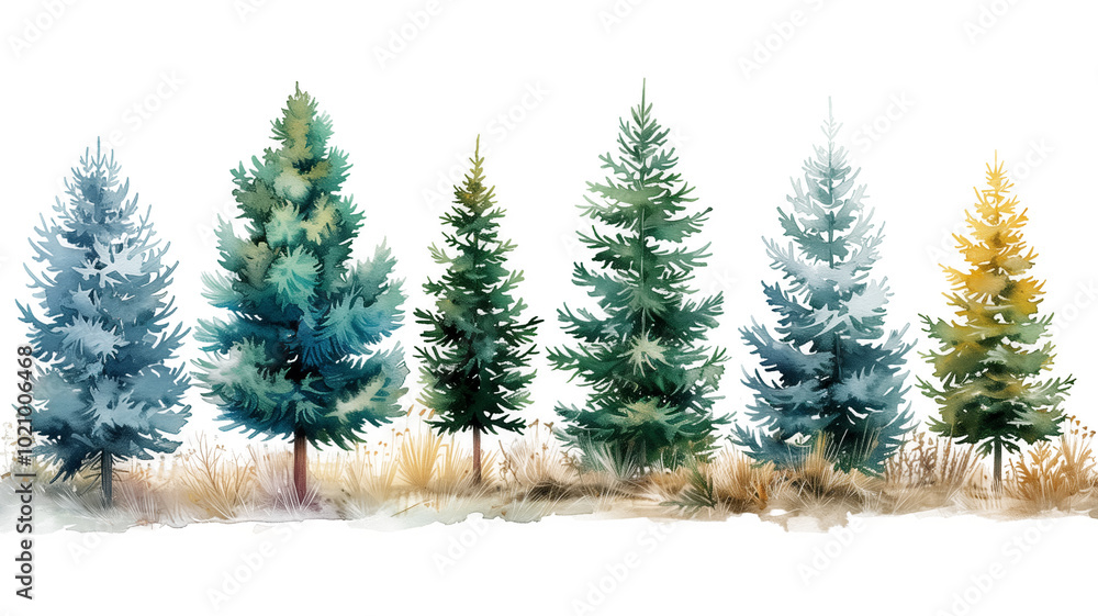 Watercolor tree set on transparent background Watercolor tree set on transparent background