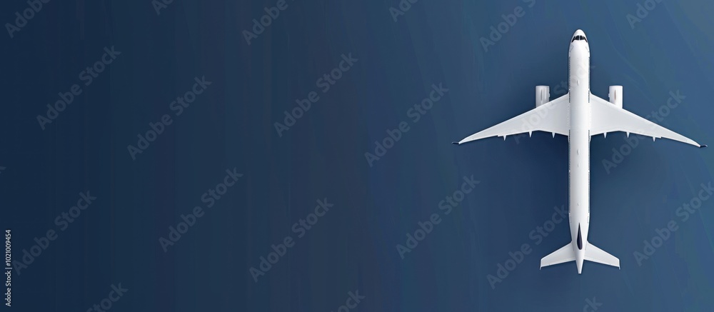 Airplane model for online ticketing and tourism concept on blue background Airplane model for online ticketing and tourism concept on blue background