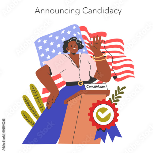 Election Race. Flat Vector Illustration
