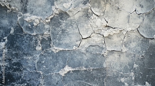 Cracked Ice Texture in Winter Landscape, a detailed view of a frozen surface displaying intricate patterns and a grungy aesthetic, evoking the chill of winter's embrace.