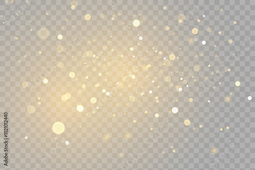 Christmas golden glow effect, glare, explosions, sparks, shimmering glare, sparks and stars on transparent background.