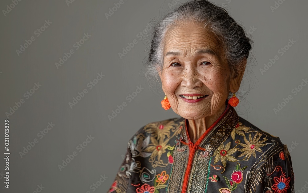 An elegant Asian woman in traditional attire stands confidently, exuding grace and timeless beauty. An elegant Asian woman in traditional attire stands confidently, exuding grace and timeless beauty.
