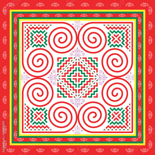 Hmong Original Bag Pattern Designed according to the original pattern that is unique to Hmong. Used in designing clothes, bags, wallpapers, vectors.