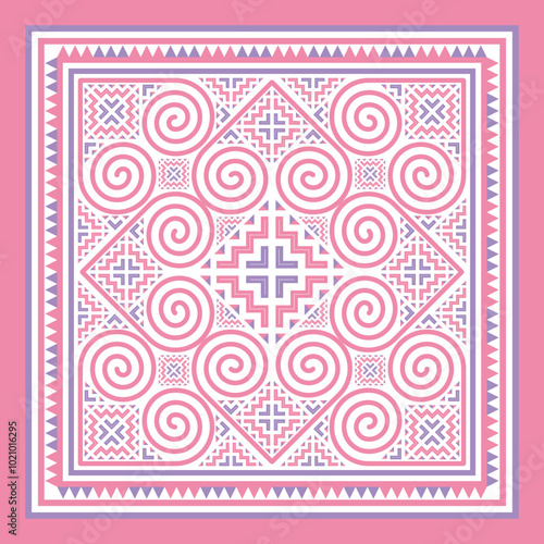 Hmong Original Bag Pattern Designed according to the original pattern that is unique to Hmong. Used in designing clothes, bags, wallpapers, vectors.