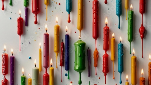 close up of colorful candles 