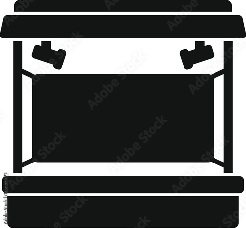 Black glyph icon for solarium, tanning bed with lamps, beauty salon equipment