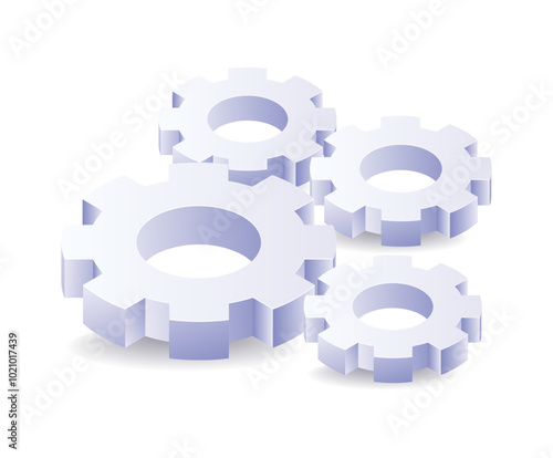 Automatic gear system isometric illustration