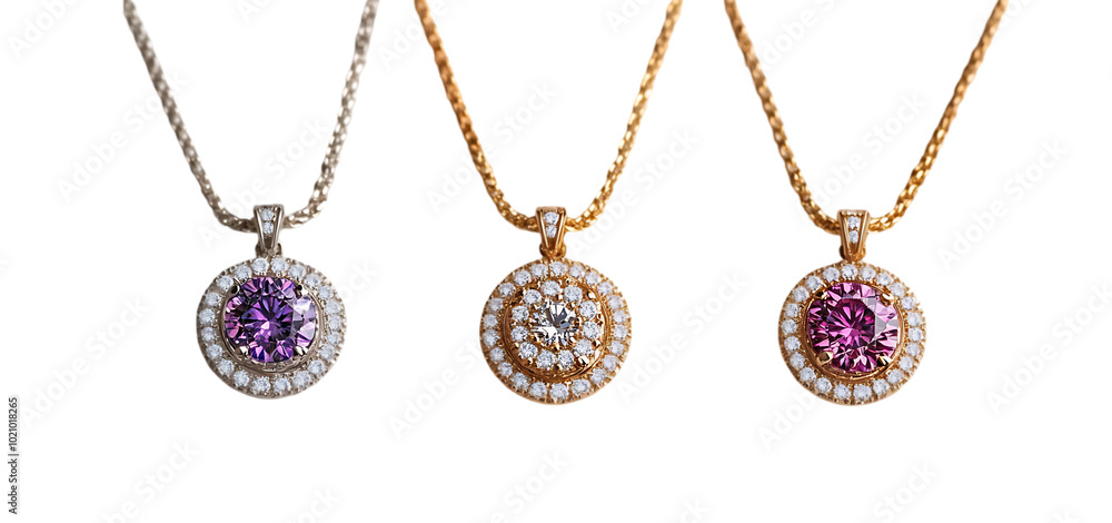 three set of diamond pendant isolated transparent background three set of diamond pendant isolated transparent background