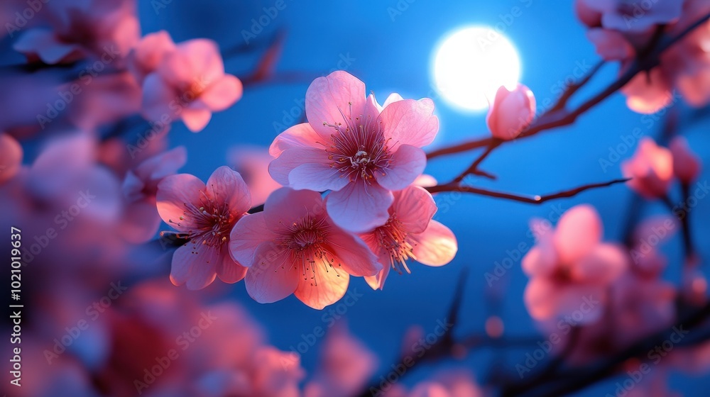 Moonlit Blossoms in Midnight Garden Moonlit Blossoms in Midnight Garden