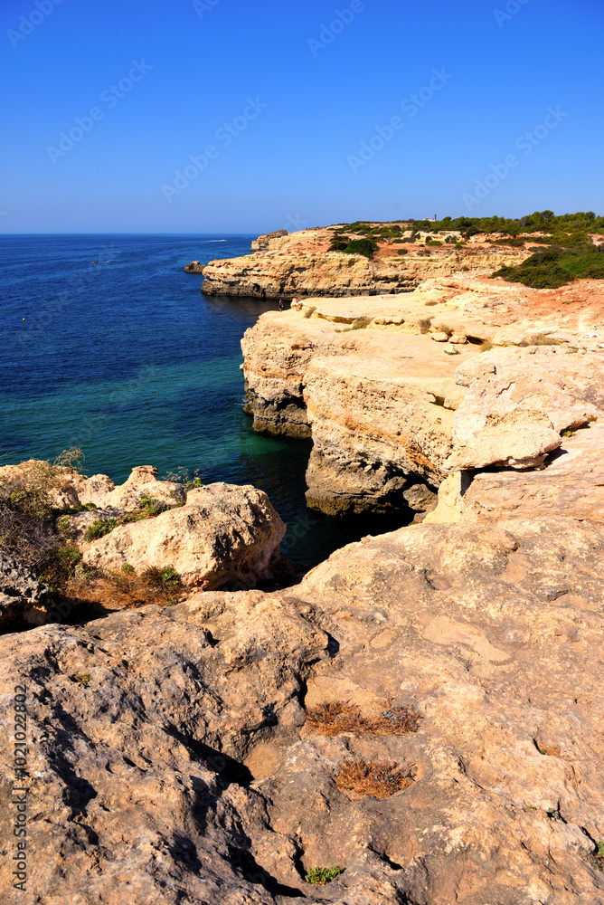 characteristic and suggestive rocky stretch between praia das fontainhas and praia de albandeira lagoa portugal characteristic and suggestive rocky stretch between praia das fontainhas and praia de albandeira lagoa portugal