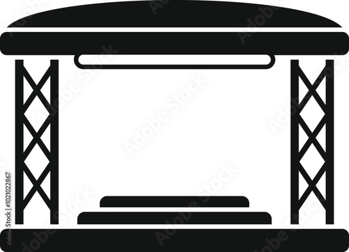 Simple icon of a podium with an awning, ideal for representing outdoor events