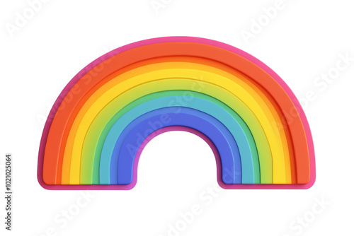 Colorful rainbow design on a white isolated background, perfect for various creative projects and designs.