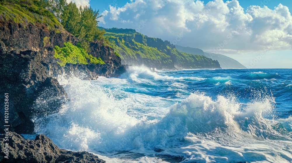 Ocean Waves Crashing on the Coast Ocean Waves Crashing on the Coast