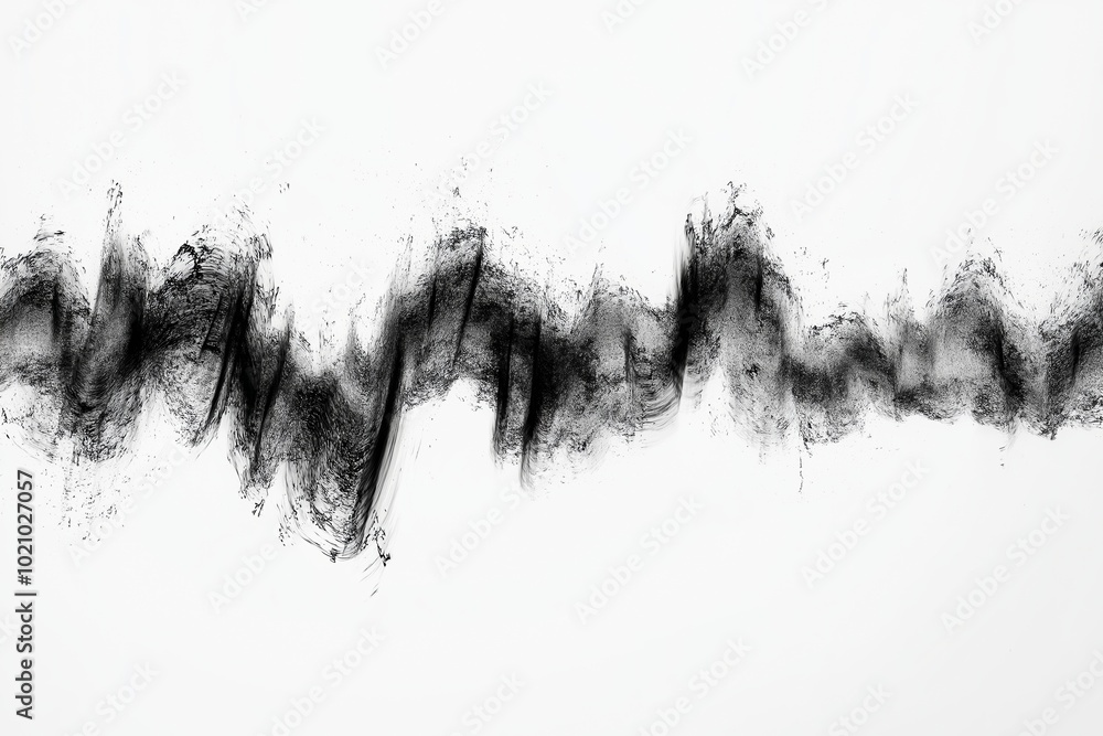 An artistic rendition of a black sound wave on white, reflecting minimalism and the purity of sound and silence. An artistic rendition of a black sound wave on white, reflecting minimalism and the purity of sound and silence.