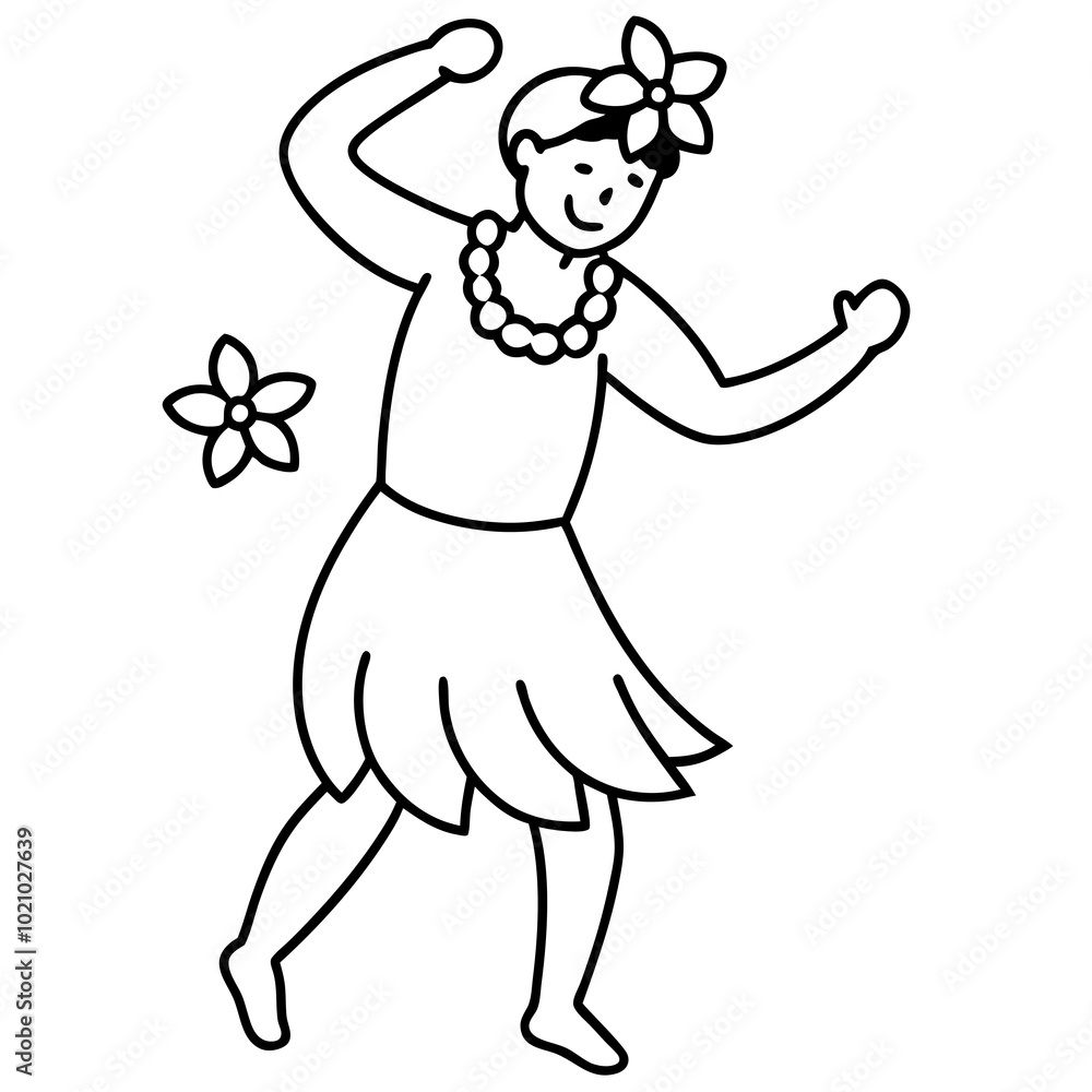 Fototapeta premium a man wearing a Traditional native Hawaiian Clothing. He is dancing with flowers