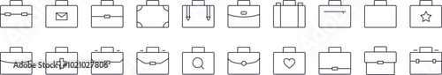Briefcase for Office Work and Business Simple Icon Collection. Editable Stroke. Perfect for Infographics, Articles, Books, Flyers, Banners