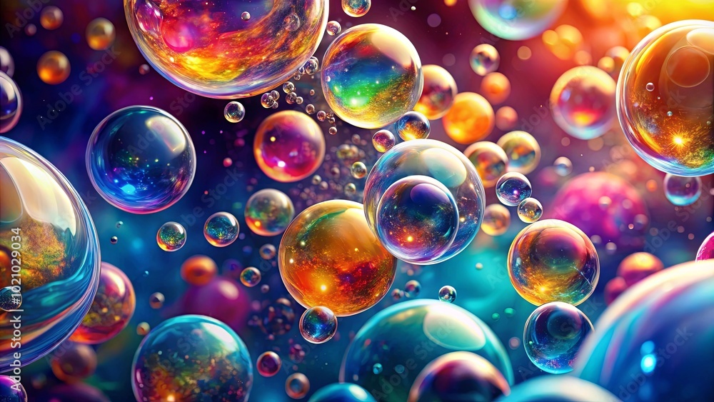 A vibrant tapestry of iridescent spheres, each a miniature cosmos, suspended in a cosmic dance of light and color. A vibrant tapestry of iridescent spheres, each a miniature cosmos, suspended in a cosmic dance of light and color.