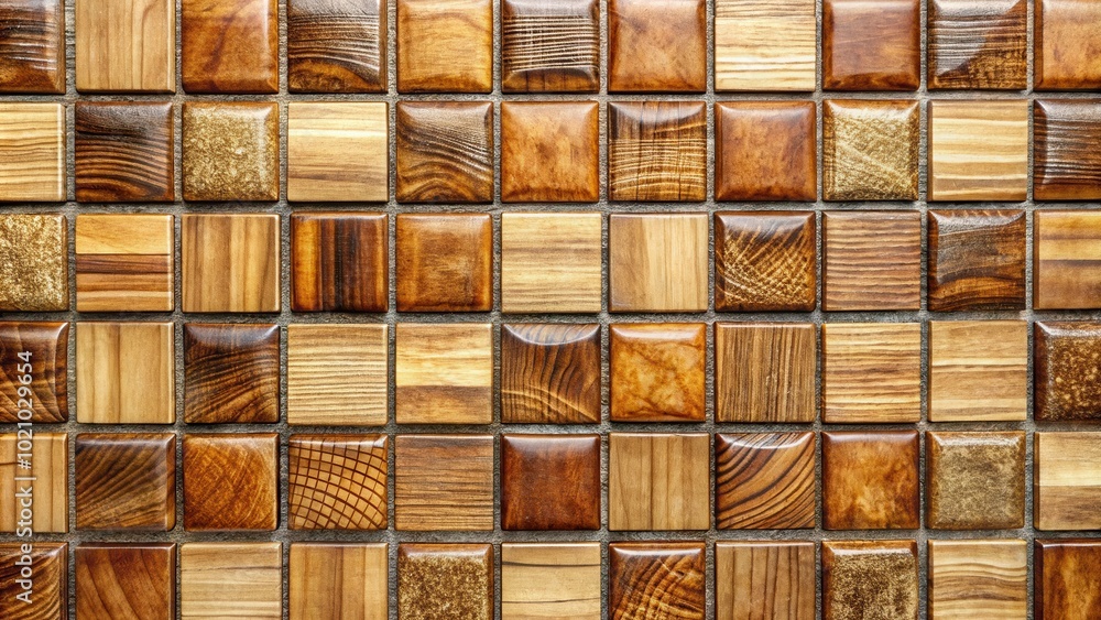 Obraz premium A seamless pattern of square tiles with wood-grain texture in a mosaic arrangement.