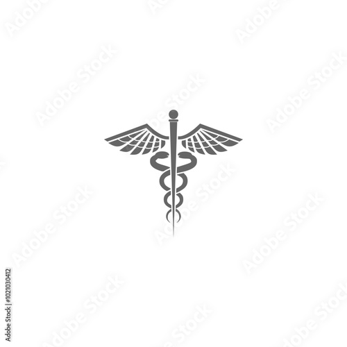 Caduceus Medical Snake Icon isolated on white background