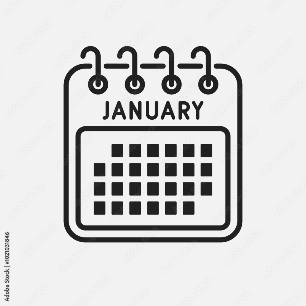 Vector template icon page calendar, month January Vector template icon page calendar, month January