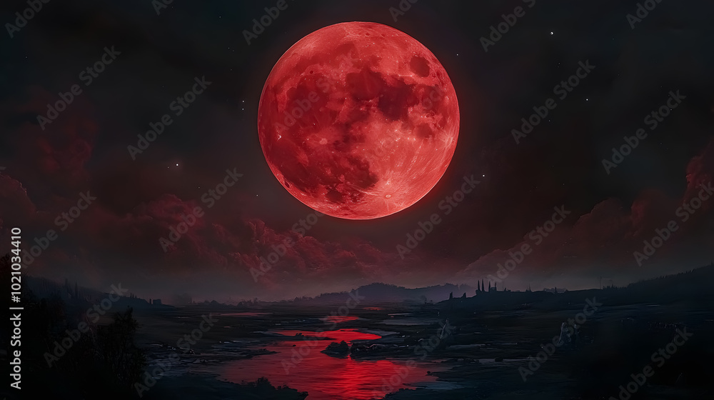 Red Moon Art: Artistic representation of a red moon, focusing on its vivid color. Red Moon Art: Artistic representation of a red moon, focusing on its vivid color.