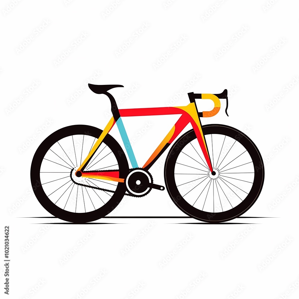 Fototapeta premium A colorful illustration of a racing bicycle, showcasing its sleek design and vibrant colors.
