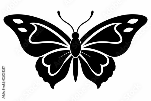 Butterfly silhouette, Butterfly stencil vector, Butterfly silhouette icon