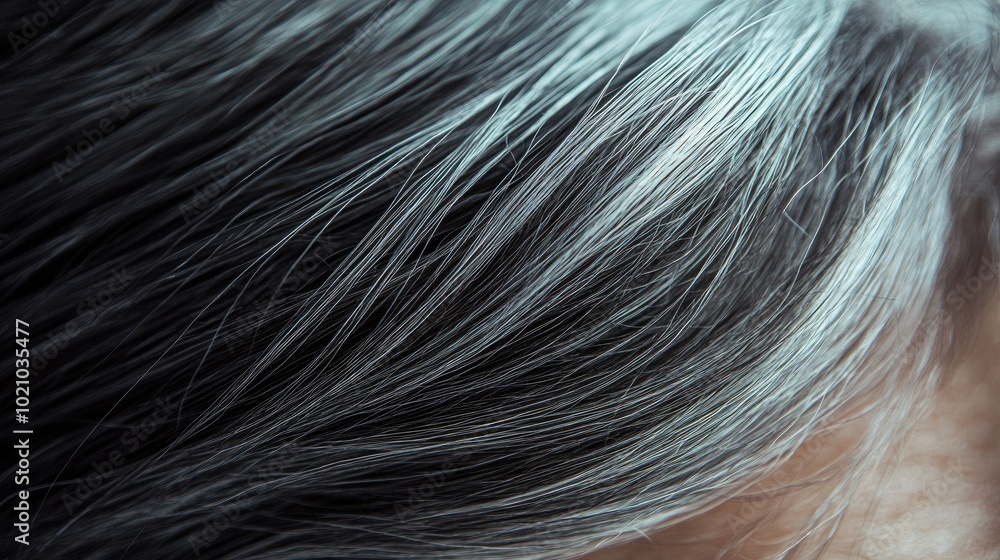 A beauty-focused close-up of gray hair and scalp health, capturing the texture and shine of naturally gray locks, A beauty-focused close-up of gray hair and scalp health, capturing the texture and shine of naturally gray locks,