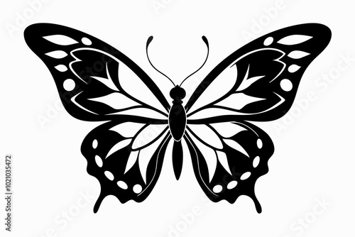 Butterfly silhouette, Butterfly stencil vector, Butterfly silhouette icon