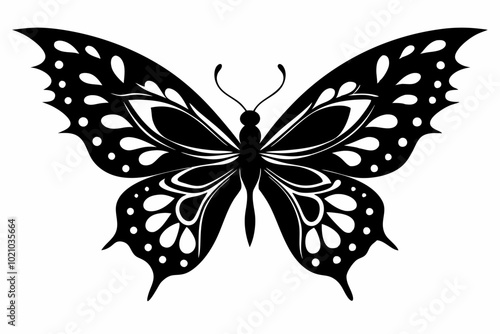 Butterfly silhouette, Butterfly stencil vector, Butterfly silhouette icon