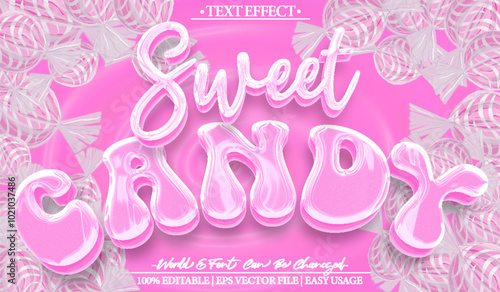 Sweet Candy Vector Text Effect Editable Alphabet Tasty Pink Lollipop Yummy