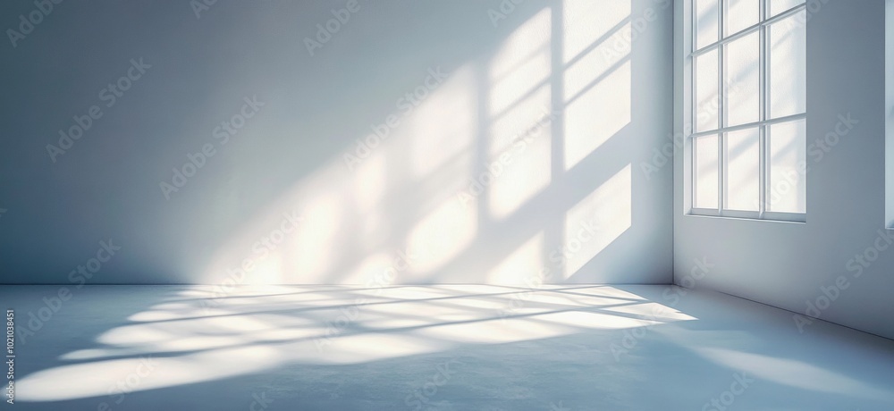 A room with a white wall and a tree outside the window A room with a white wall and a tree outside the window