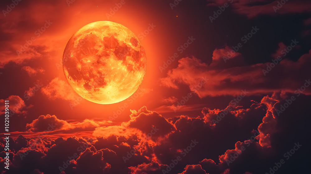 custom made wallpaper toronto digitalRed Moon : A red moon against a designed background.