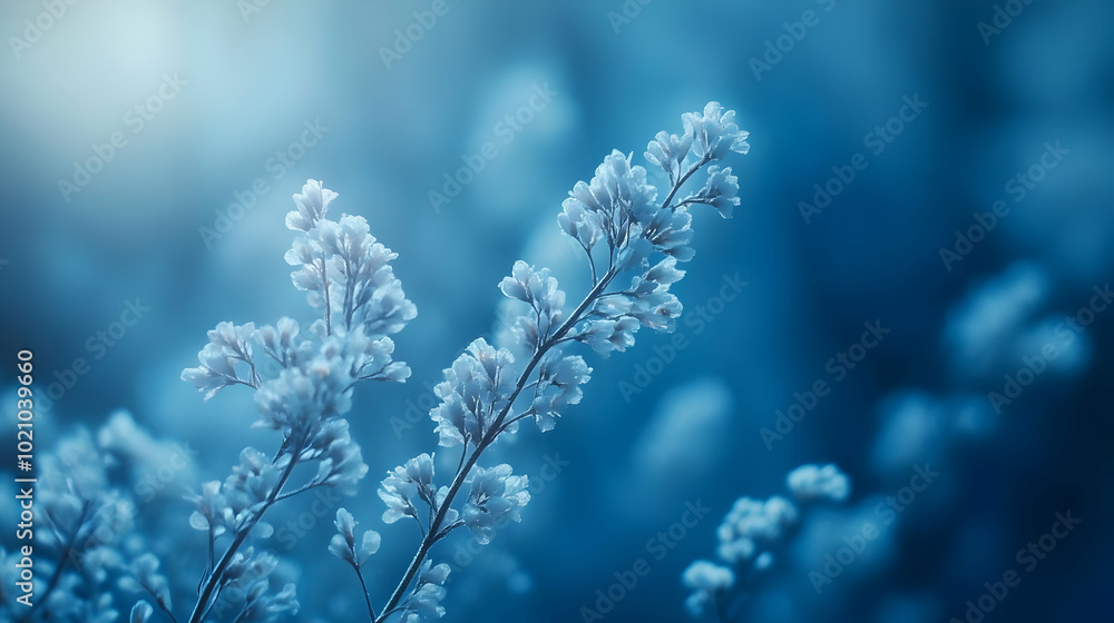 White Flowers on a Blue Background Illustration White Flowers on a Blue Background Illustration