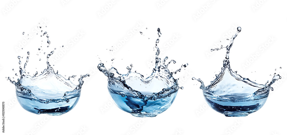 three set of water splash isolated transparent background three set of water splash isolated transparent background