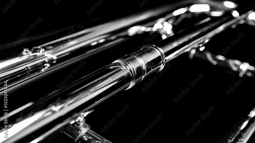 Naklejka premium A close-up of a shiny brass instrument, highlighting its intricate details and craftsmanship.