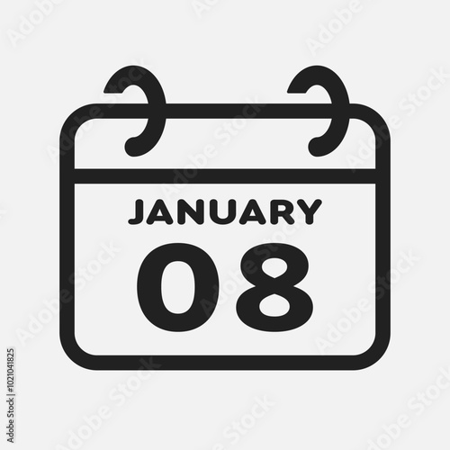 Icon page calendar day - 8 January